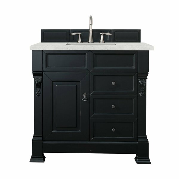 James Martin Vanities Brookfield 36in Single Vanity, Antique Black w/ 3 CM Eternal Jasmine Pearl Quartz Top 147-114-5536-3EJP